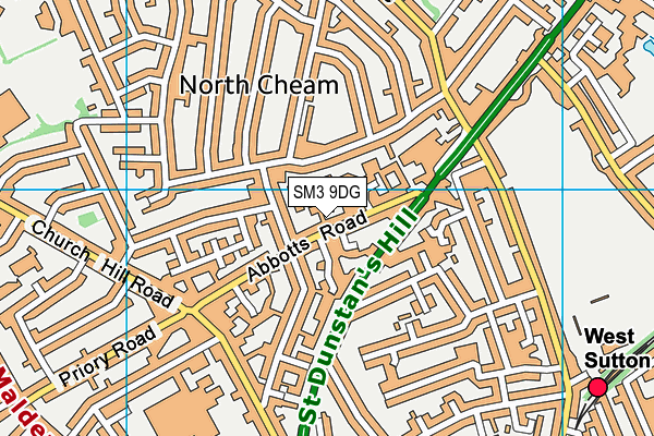 SM3 9DG map - OS VectorMap District (Ordnance Survey)