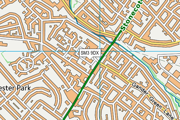 SM3 9DX map - OS VectorMap District (Ordnance Survey)