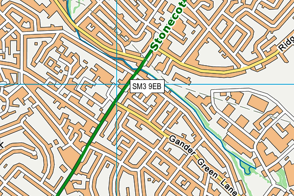 SM3 9EB map - OS VectorMap District (Ordnance Survey)