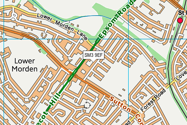SM3 9EF map - OS VectorMap District (Ordnance Survey)
