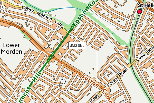 SM3 9EL map - OS VectorMap District (Ordnance Survey)