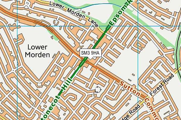 SM3 9HA map - OS VectorMap District (Ordnance Survey)