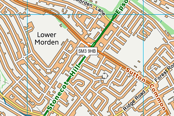 SM3 9HB map - OS VectorMap District (Ordnance Survey)