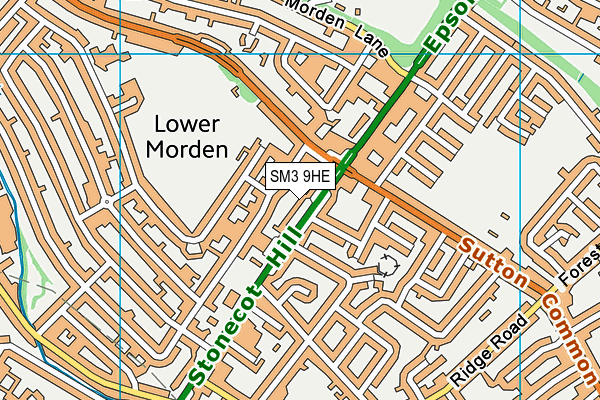 SM3 9HE map - OS VectorMap District (Ordnance Survey)