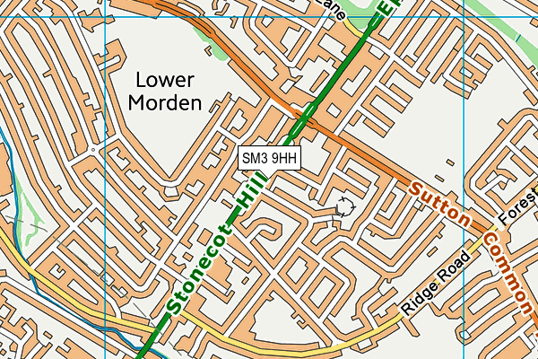 SM3 9HH map - OS VectorMap District (Ordnance Survey)