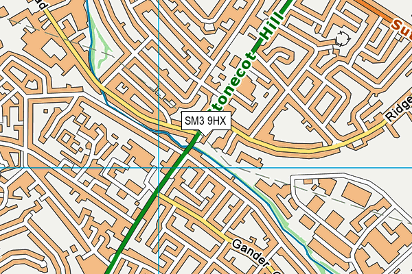 SM3 9HX map - OS VectorMap District (Ordnance Survey)