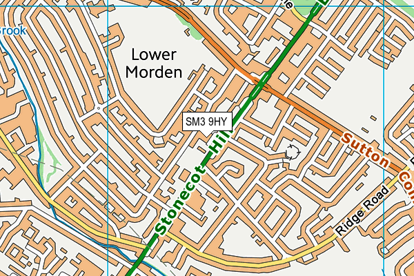 SM3 9HY map - OS VectorMap District (Ordnance Survey)