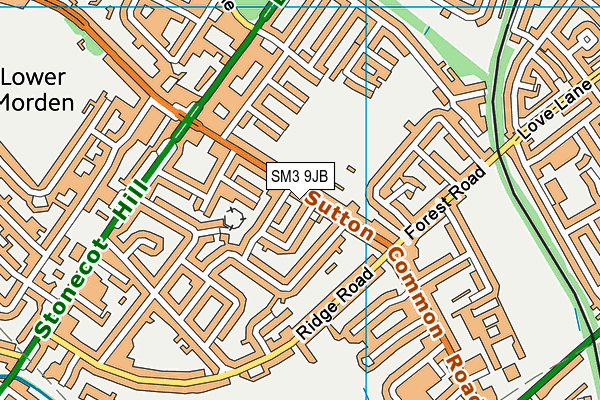 SM3 9JB map - OS VectorMap District (Ordnance Survey)