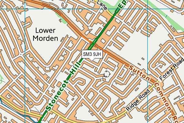 SM3 9JH map - OS VectorMap District (Ordnance Survey)