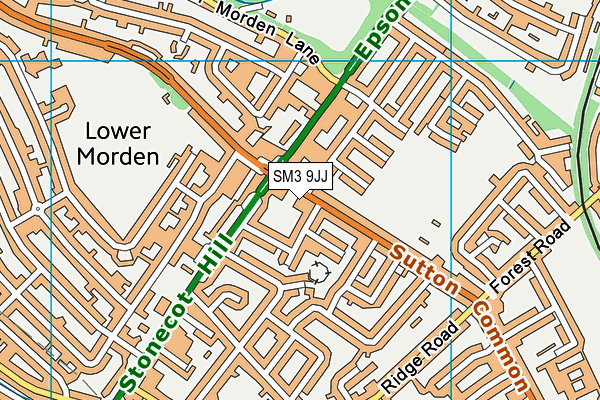 SM3 9JJ map - OS VectorMap District (Ordnance Survey)