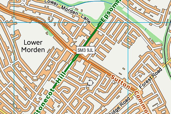 SM3 9JL map - OS VectorMap District (Ordnance Survey)