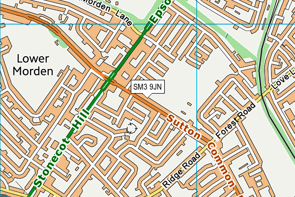 SM3 9JN map - OS VectorMap District (Ordnance Survey)