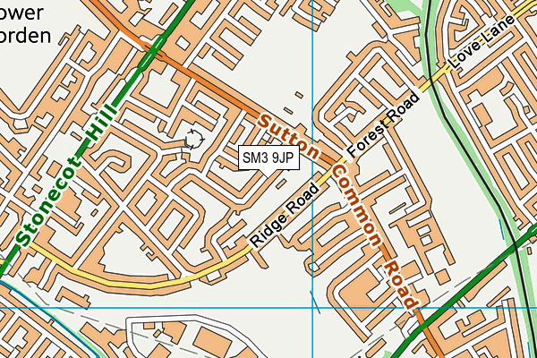 SM3 9JP map - OS VectorMap District (Ordnance Survey)