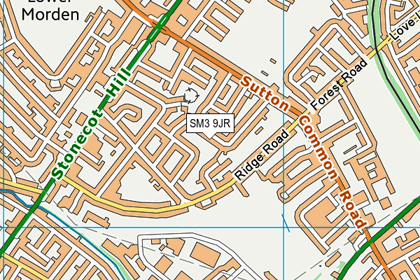 SM3 9JR map - OS VectorMap District (Ordnance Survey)