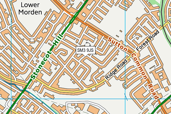 SM3 9JS map - OS VectorMap District (Ordnance Survey)