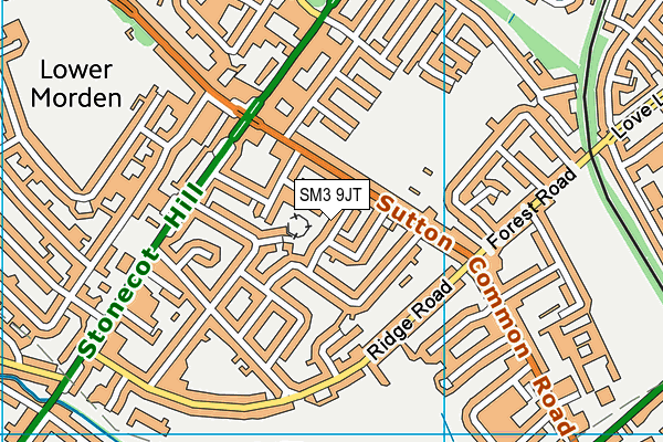 SM3 9JT map - OS VectorMap District (Ordnance Survey)