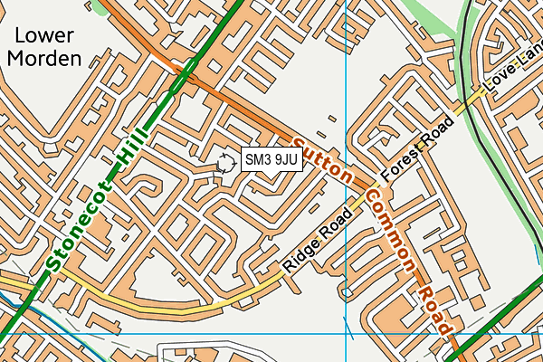 SM3 9JU map - OS VectorMap District (Ordnance Survey)