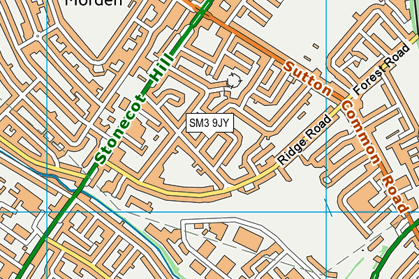 SM3 9JY map - OS VectorMap District (Ordnance Survey)