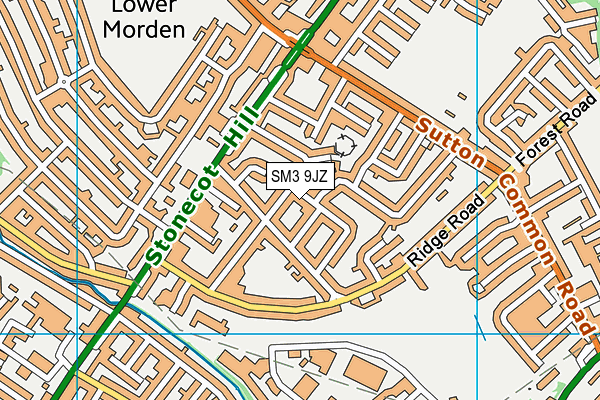 SM3 9JZ map - OS VectorMap District (Ordnance Survey)