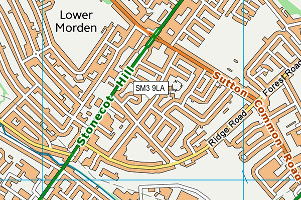 SM3 9LA map - OS VectorMap District (Ordnance Survey)