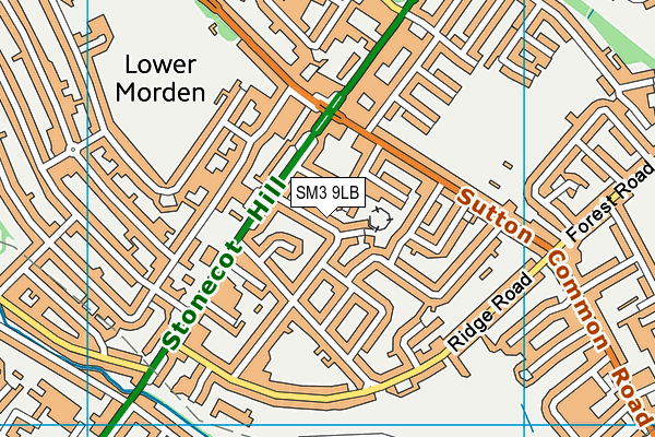 SM3 9LB map - OS VectorMap District (Ordnance Survey)