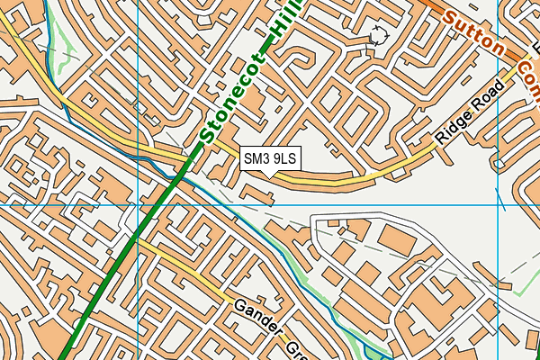 SM3 9LS map - OS VectorMap District (Ordnance Survey)