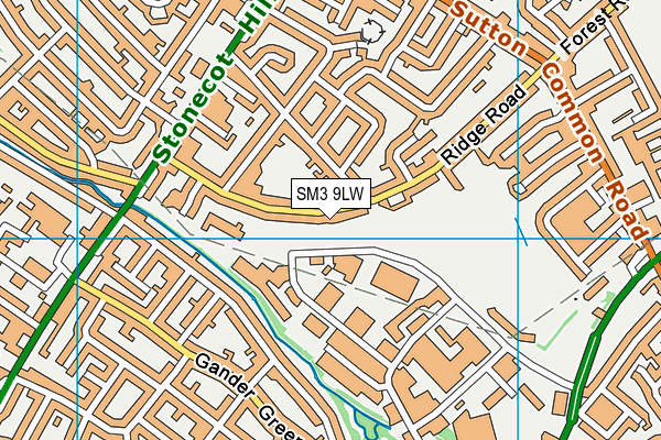 SM3 9LW map - OS VectorMap District (Ordnance Survey)