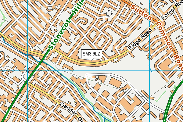 SM3 9LZ map - OS VectorMap District (Ordnance Survey)