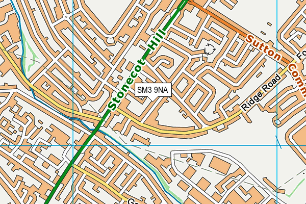 SM3 9NA map - OS VectorMap District (Ordnance Survey)