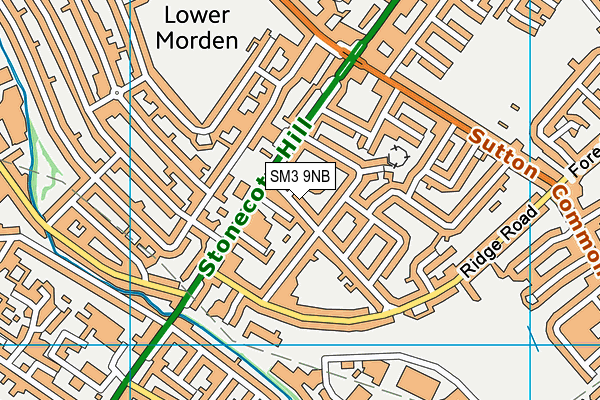 SM3 9NB map - OS VectorMap District (Ordnance Survey)