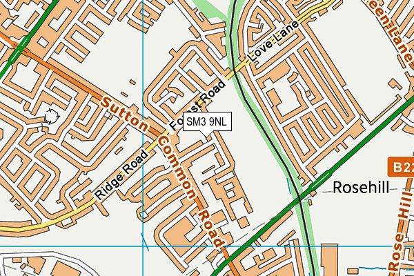 SM3 9NL map - OS VectorMap District (Ordnance Survey)