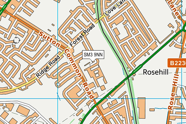 Reigate Avenue Recreation Ground map (SM3 9NN) - OS VectorMap District (Ordnance Survey)