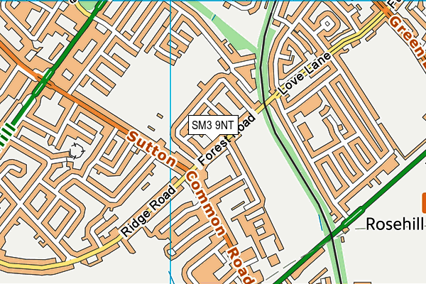 SM3 9NT map - OS VectorMap District (Ordnance Survey)