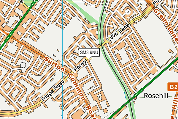 SM3 9NU map - OS VectorMap District (Ordnance Survey)