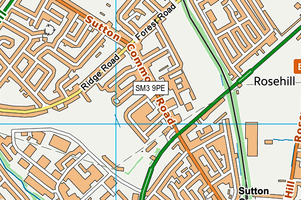 SM3 9PE map - OS VectorMap District (Ordnance Survey)