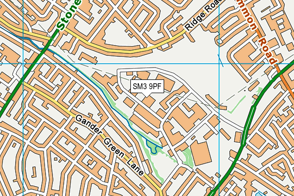 SM3 9PF map - OS VectorMap District (Ordnance Survey)