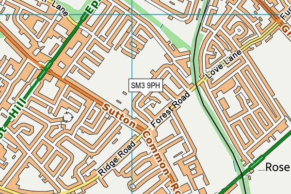 SM3 9PH map - OS VectorMap District (Ordnance Survey)