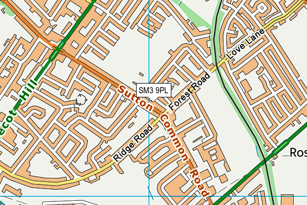 SM3 9PL map - OS VectorMap District (Ordnance Survey)