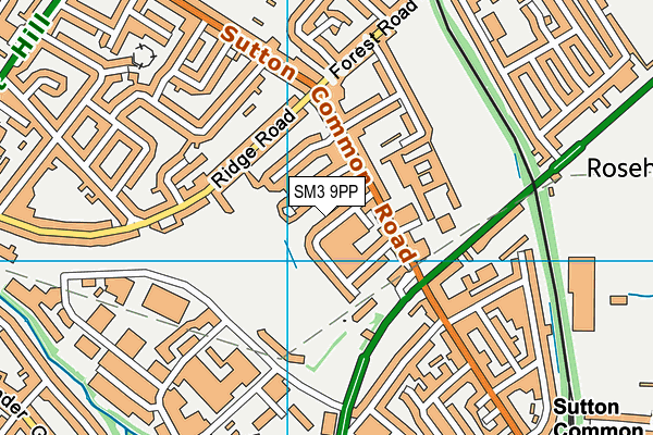 SM3 9PP map - OS VectorMap District (Ordnance Survey)