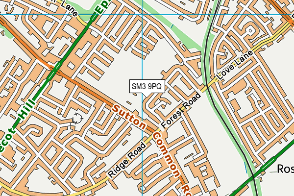 SM3 9PQ map - OS VectorMap District (Ordnance Survey)