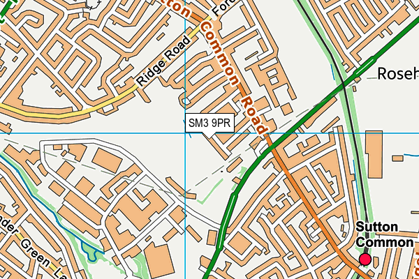 SM3 9PR map - OS VectorMap District (Ordnance Survey)