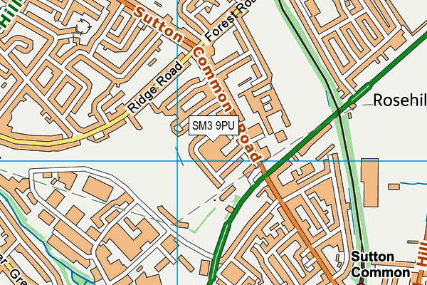 SM3 9PU map - OS VectorMap District (Ordnance Survey)