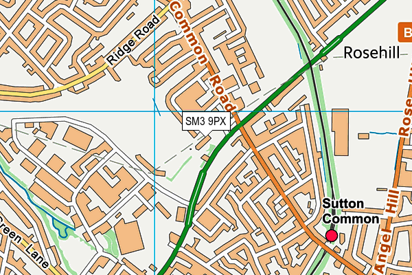 Sutton Life Centre map (SM3 9PX) - OS VectorMap District (Ordnance Survey)