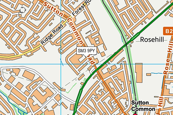 SM3 9PY map - OS VectorMap District (Ordnance Survey)