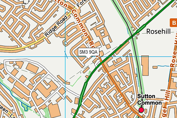 SM3 9QA map - OS VectorMap District (Ordnance Survey)