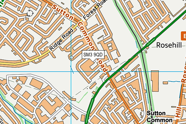 SM3 9QD map - OS VectorMap District (Ordnance Survey)