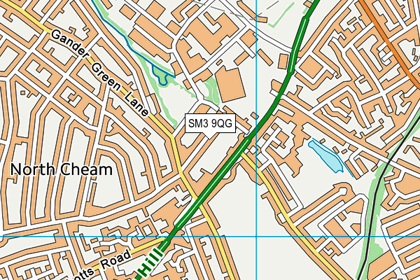 SM3 9QG map - OS VectorMap District (Ordnance Survey)