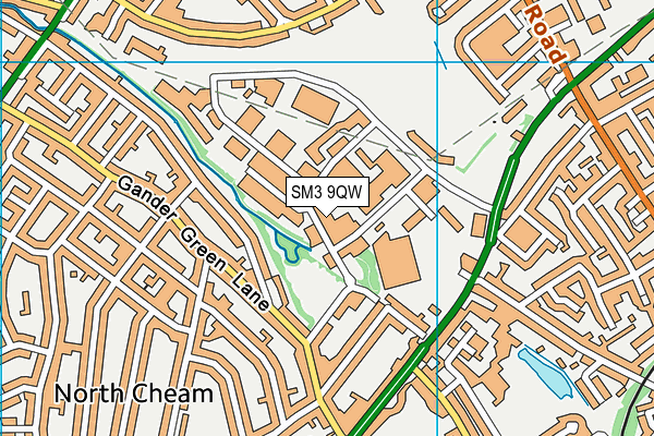 SM3 9QW map - OS VectorMap District (Ordnance Survey)