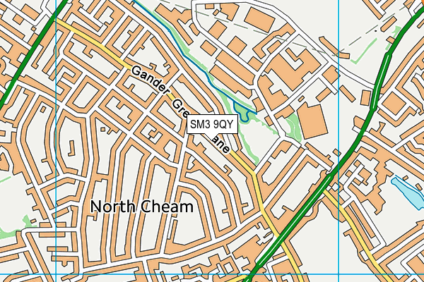 SM3 9QY map - OS VectorMap District (Ordnance Survey)