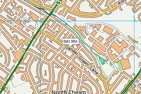 SM3 9RA map - OS VectorMap District (Ordnance Survey)